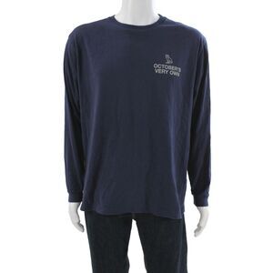 Octobers Very Own Mens Blue Basic Long Sleeve Graphic Cotton T-Shirt Size XL